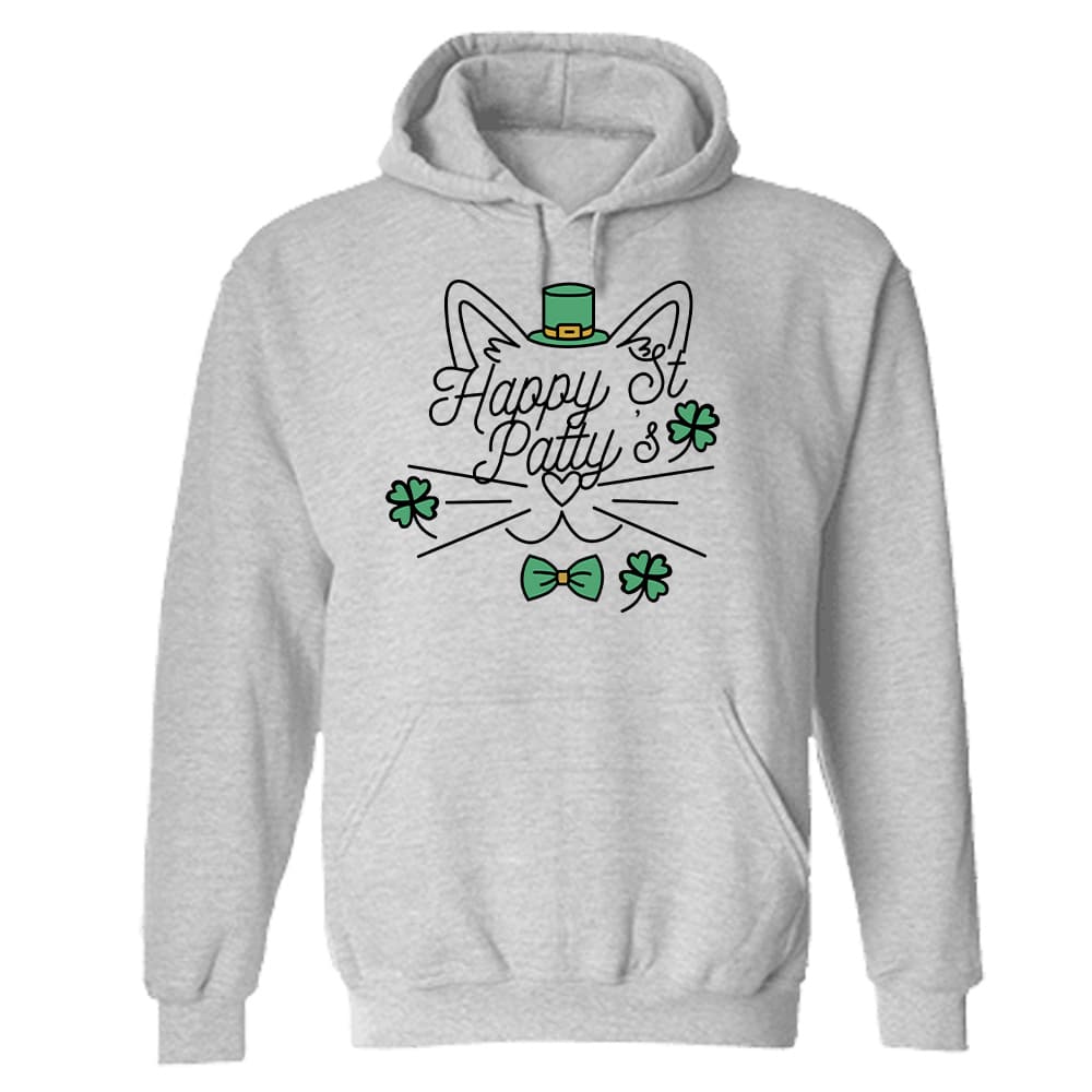 Happy St Paddy’s Cat Hoodie Heather Grey