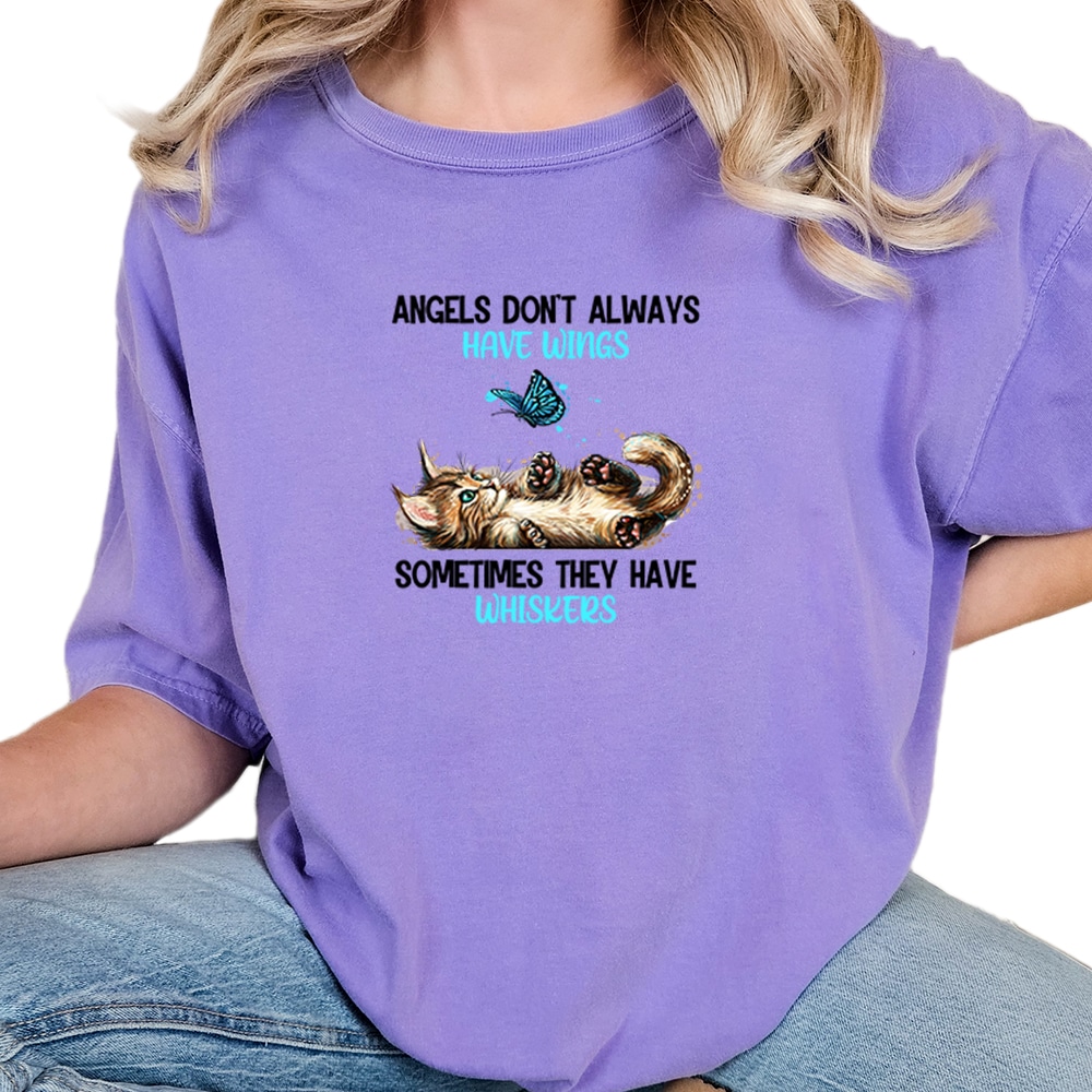 Comfort Colors Angels Don't Always Have Wings Vintage Washed Tee - Violet
