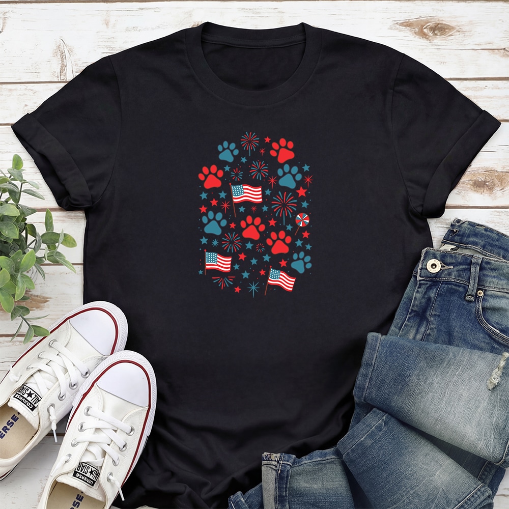 Stars, Stripes & Paw Prints Standard Tee Black