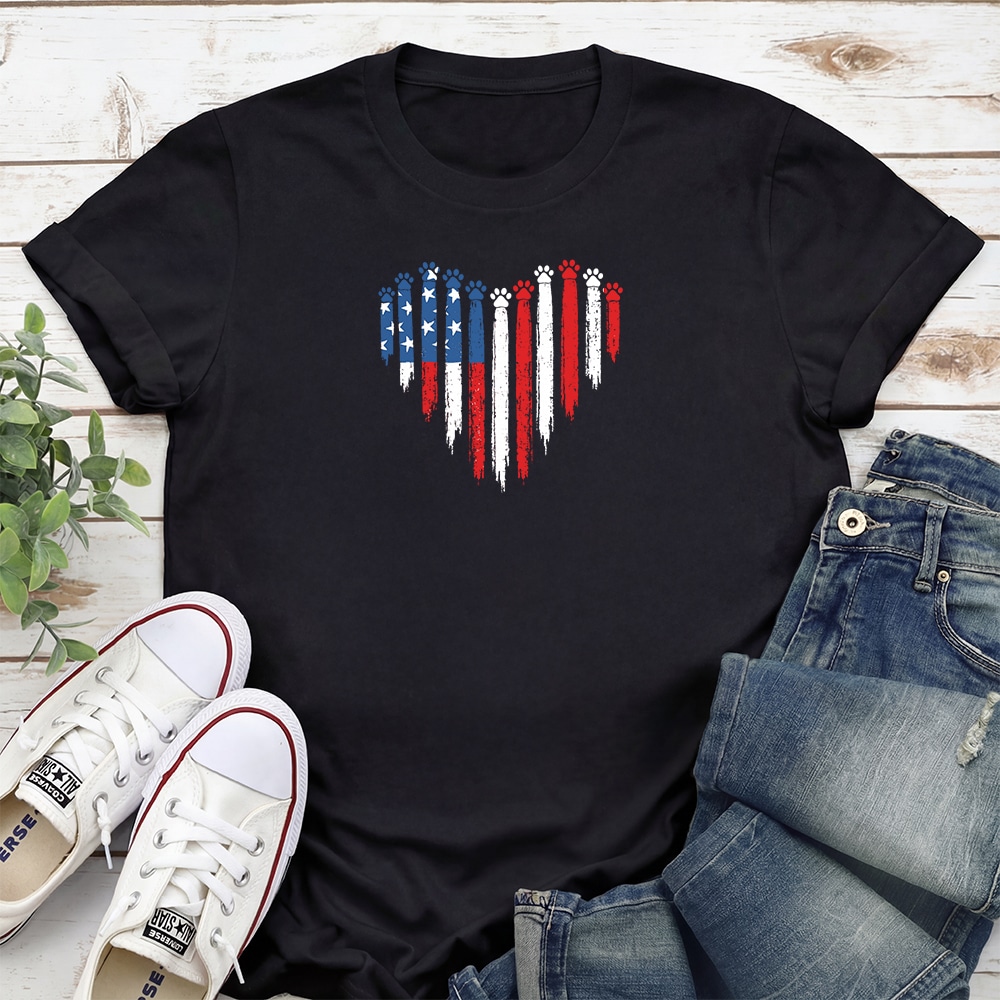 Paws Of Freedom Heart Standard Tee Black