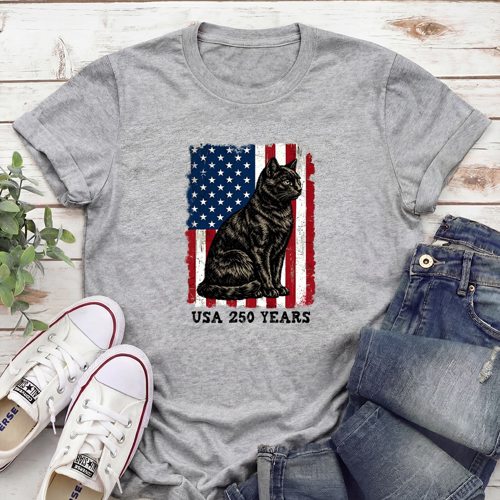 Liberty Cat – 250 Years Standard Tee Heather Grey