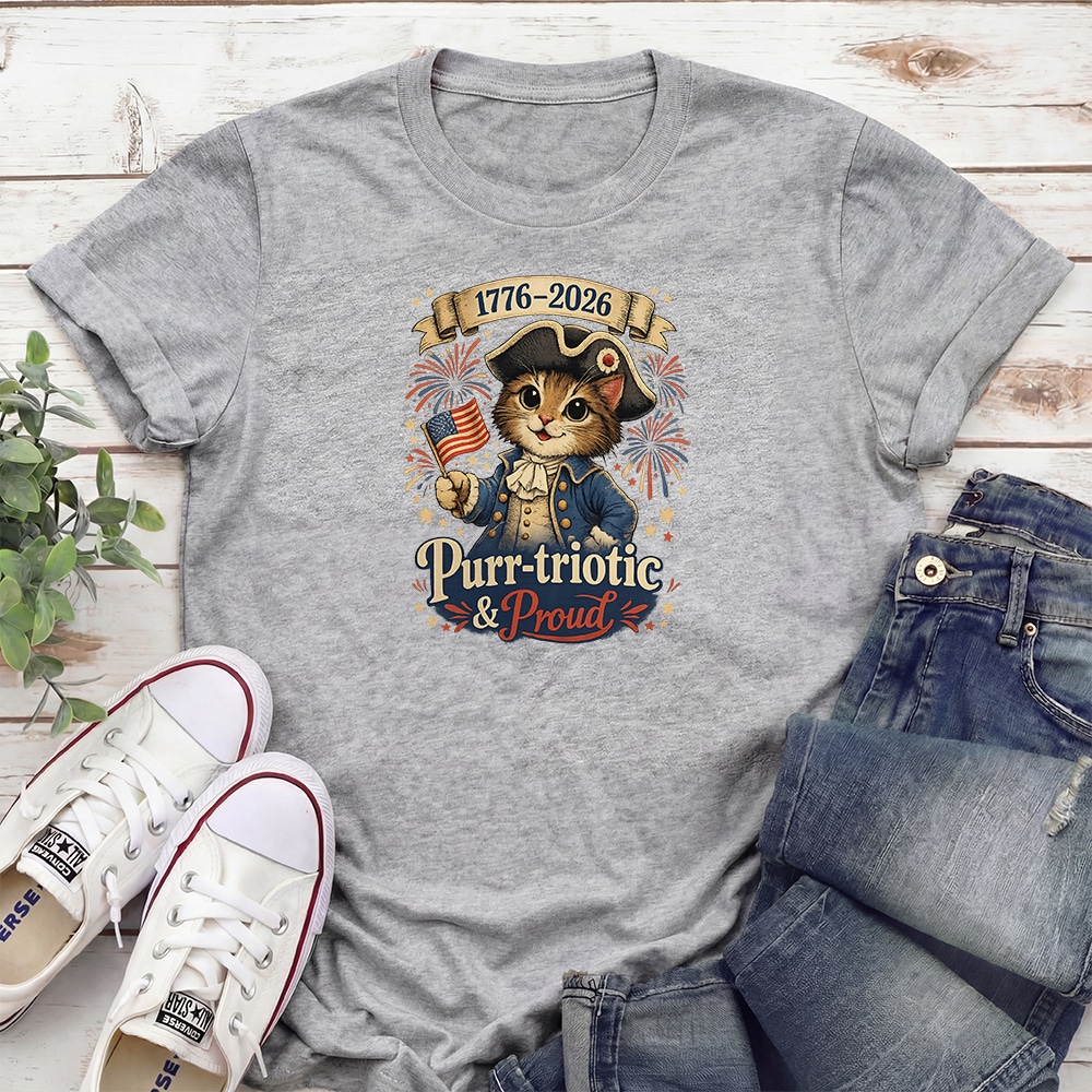 Purr-triotic & Proud Standard Tee Heather Grey