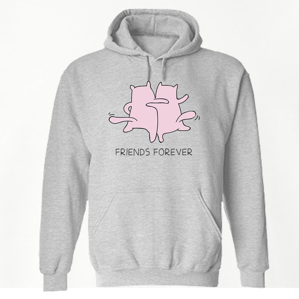 Best Friends Forever Cats Dancing Kitties Hoodie Heather Grey