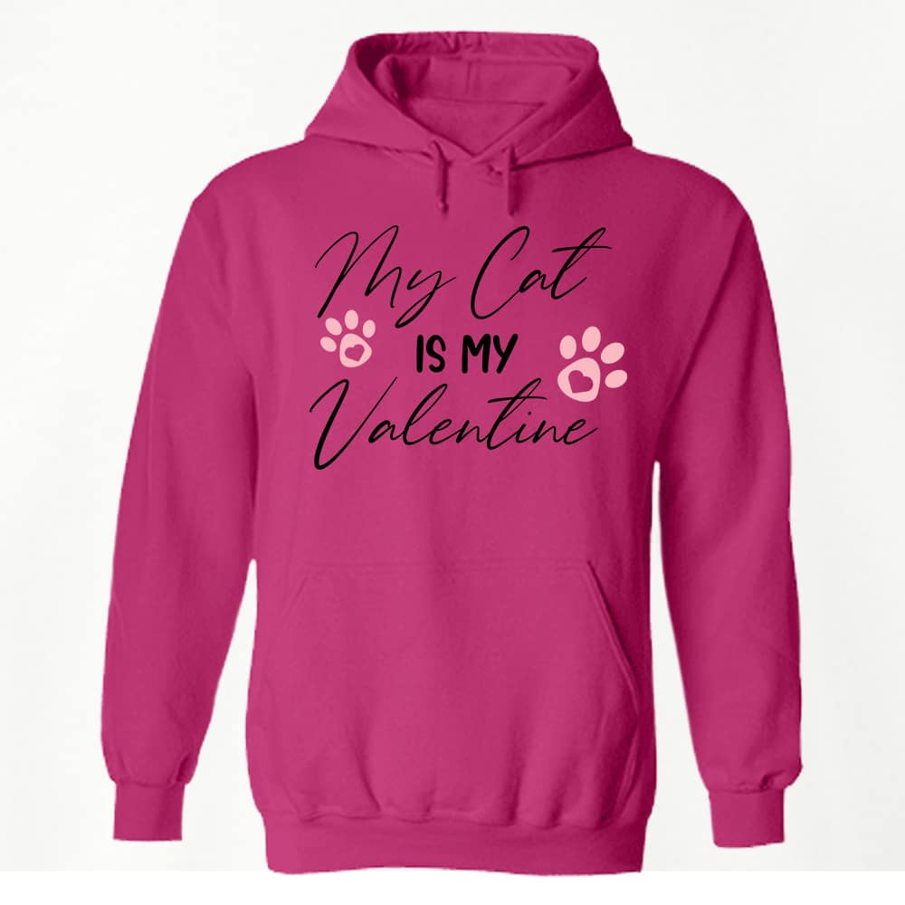My Cat is My Valentine Love Letters Hoodie Pink