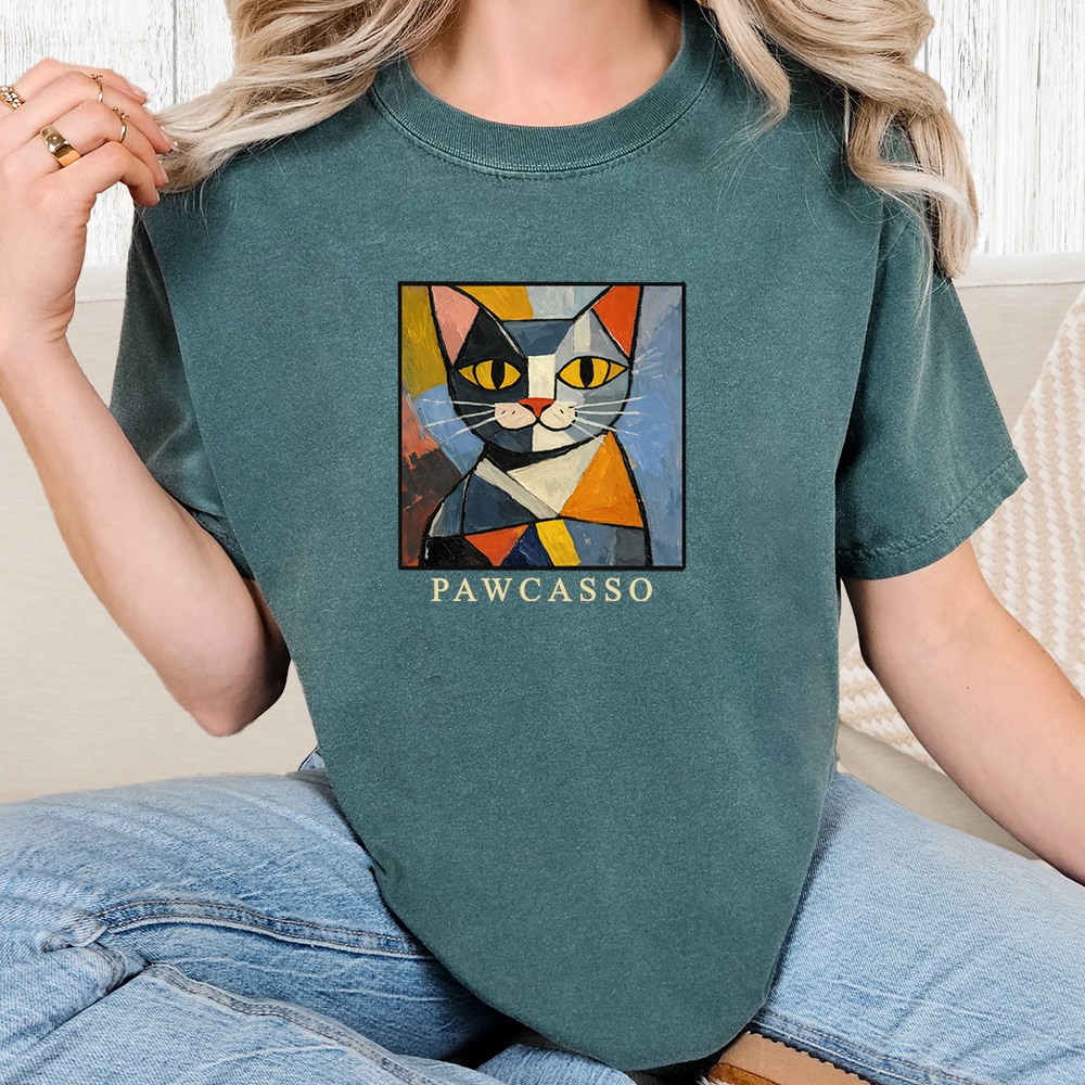 Comfort Colors PAWCASSO Vintage Washed Tee - Blue Spruce