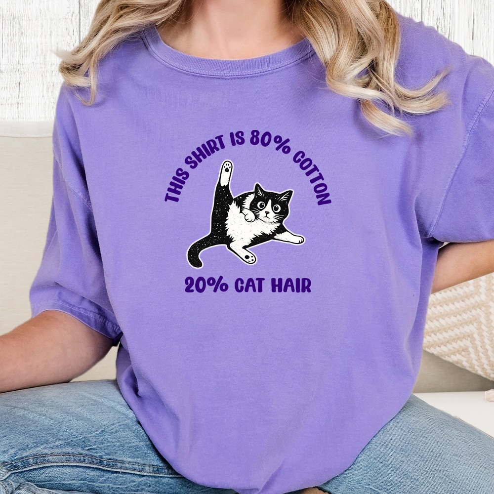 Comfort Colors 80% Cotton 20% Cat Hair Vintage Washed Tee - Violet