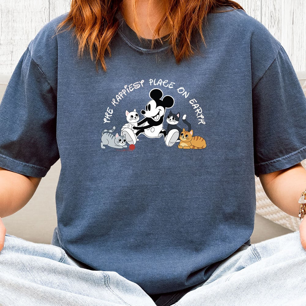 Comfort Colors Happiest Place On Earth Vintage Washed Tee - Denim