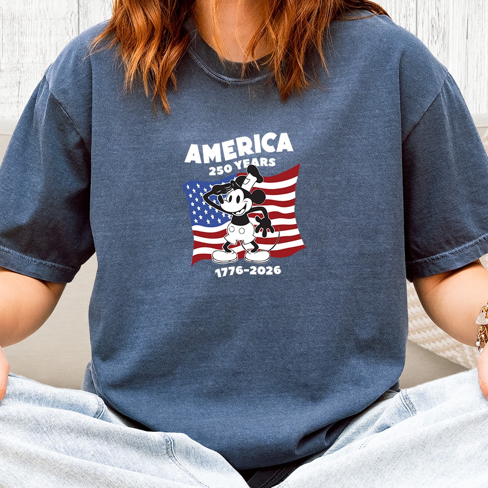 Comfort Colors America 250 Years Willie Flag Vintage Washed Tee - Denim