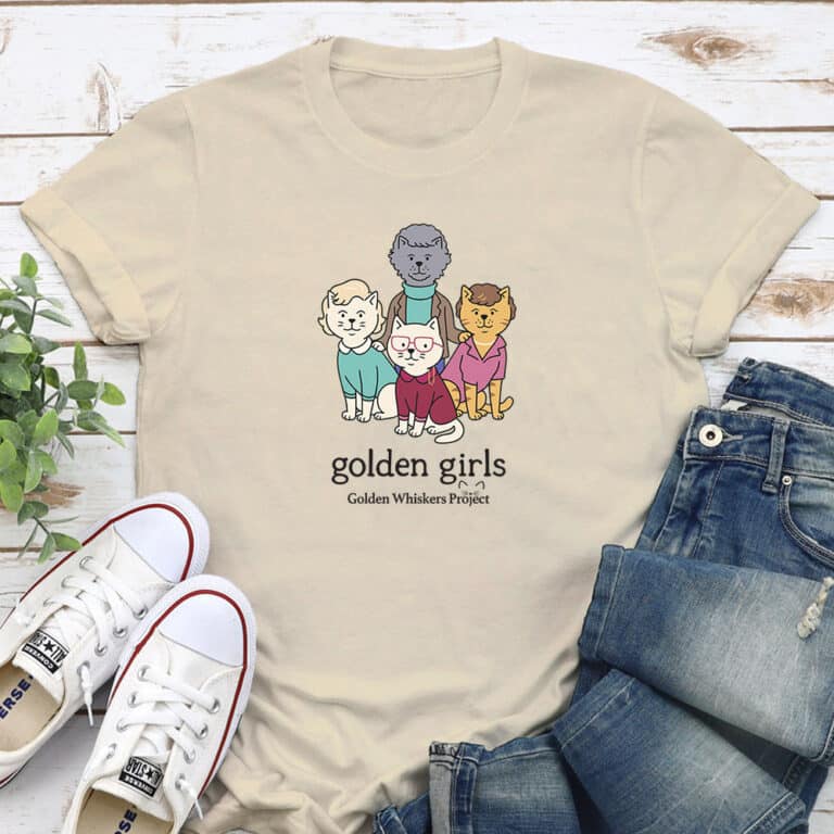 Golden Whiskers Project Golden Girls Standard Tee Tan - Help Save a Senior Cat