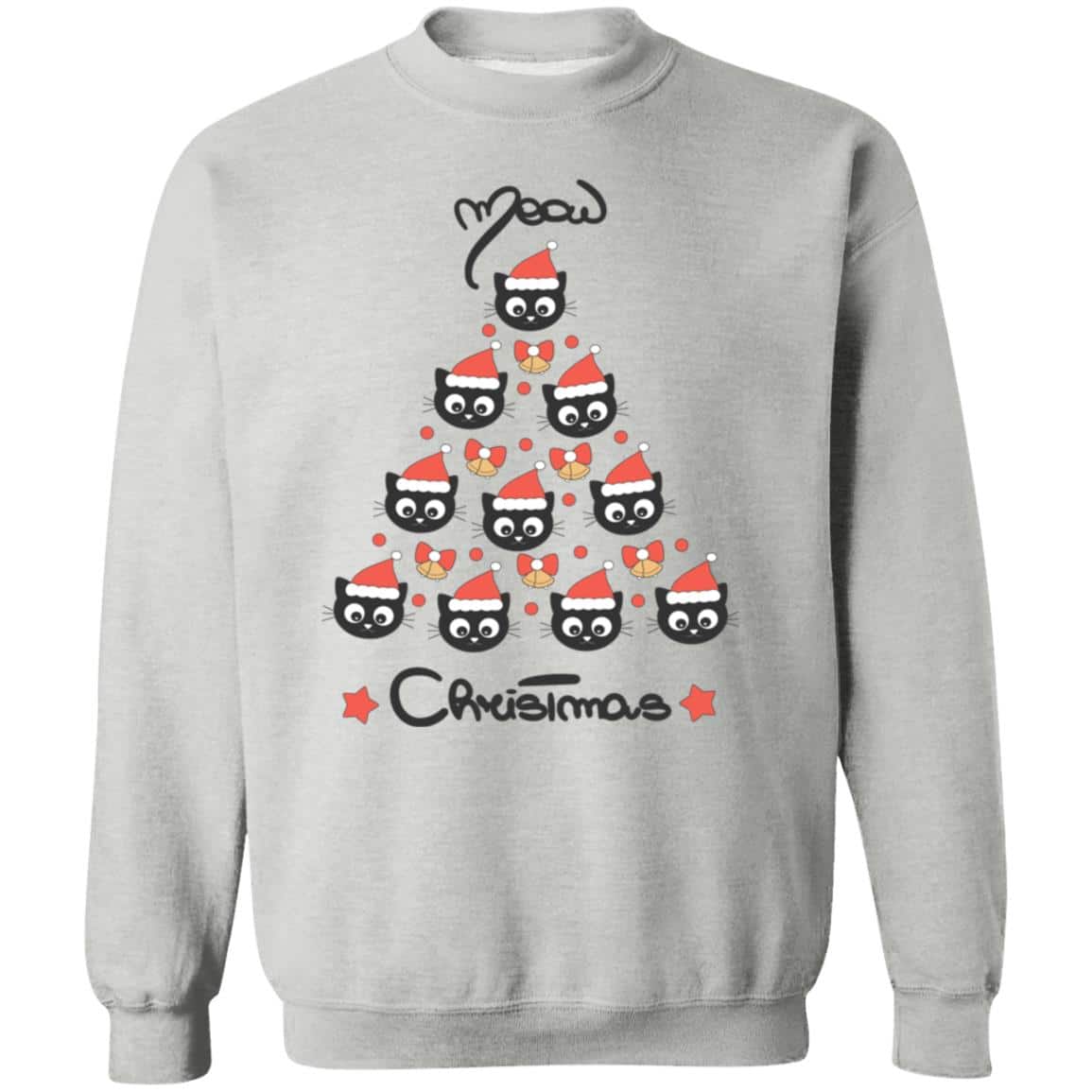 Meow Merry Christmas Sweatshirt Heather Gray