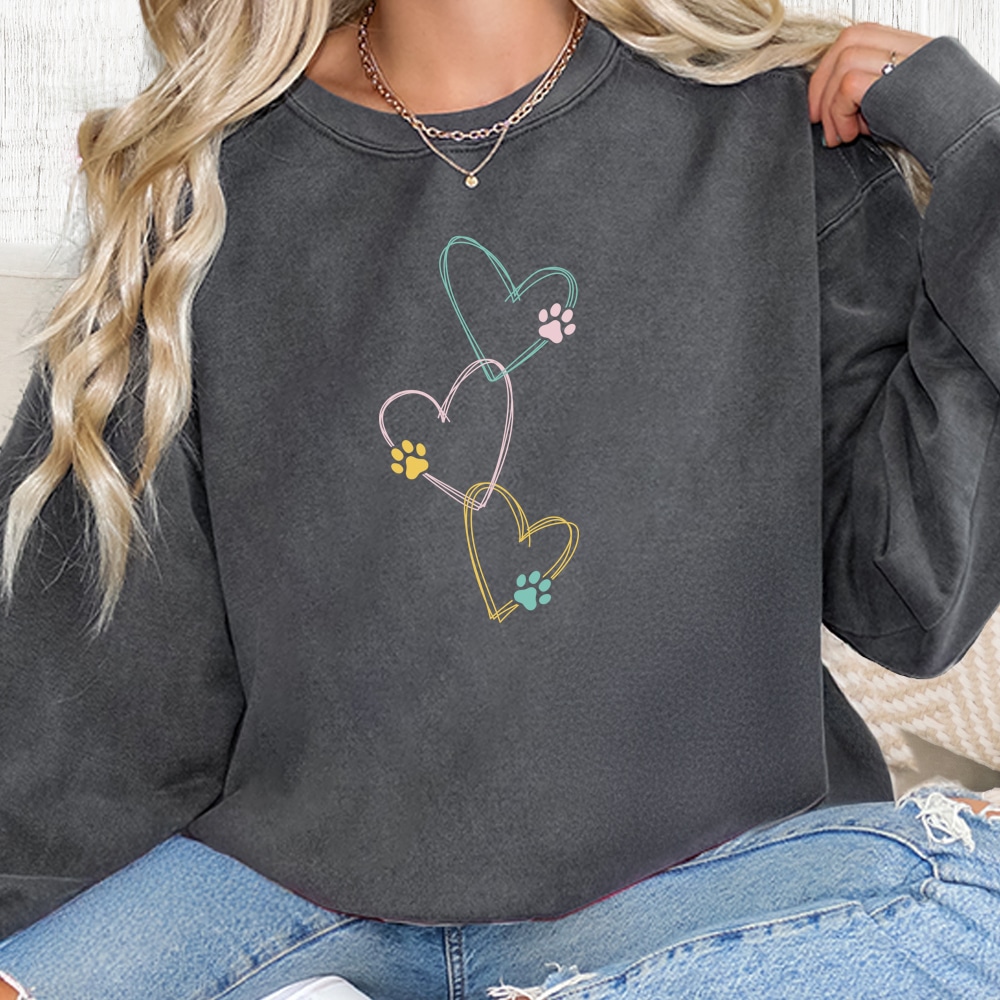 Comfort Colors My Heart Belongs To Paws Premium Sweatshirt - Pepper