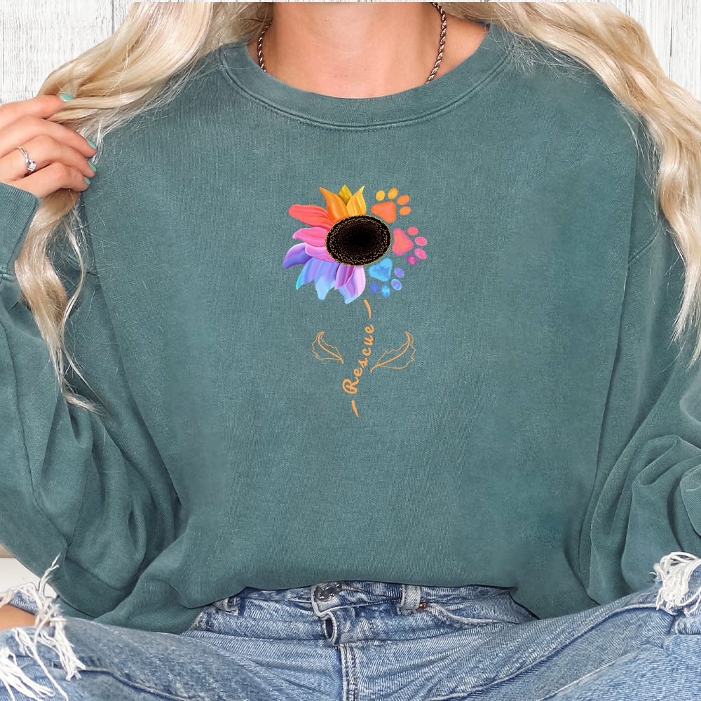 Comfort Colors Rescue Flower Premium Sweatshirt - Blue Spruce
