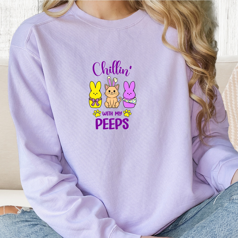 Comfort Colors Happy Easter Peeps Premium Sweatshirt - Orchid